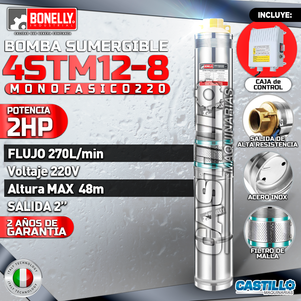 Electrobomba tipo lapicero | Monofásica220 Bonelly 2HP 2"x2"