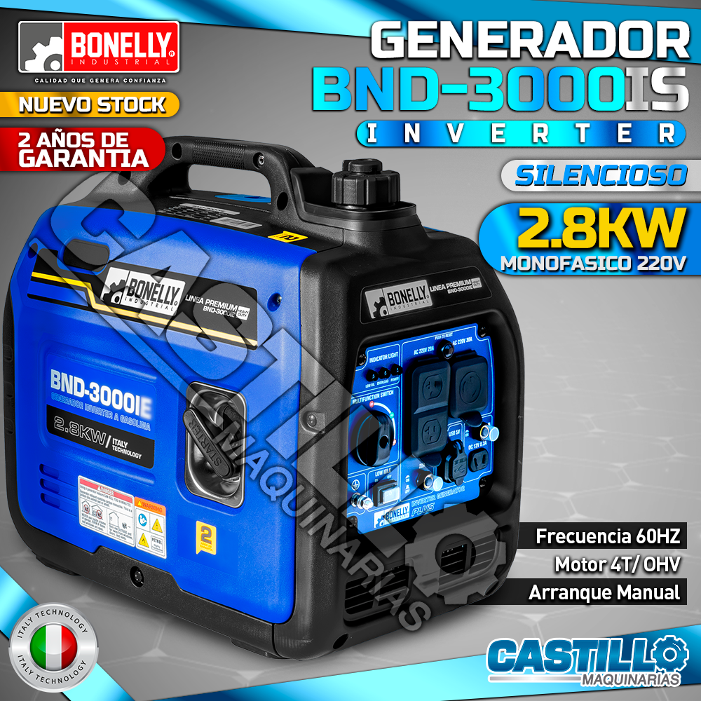 Generador Eléctrico | Gasolinero Bonelly BND-3000IS 2.8Kw