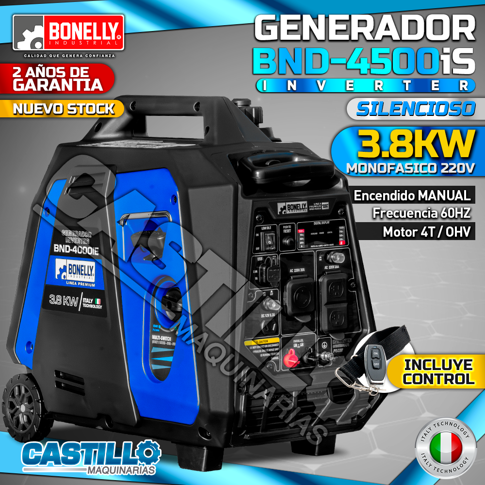 Generador Eléctrico | Gasolinero Bonelly BND-4500IiS 3.8Kw