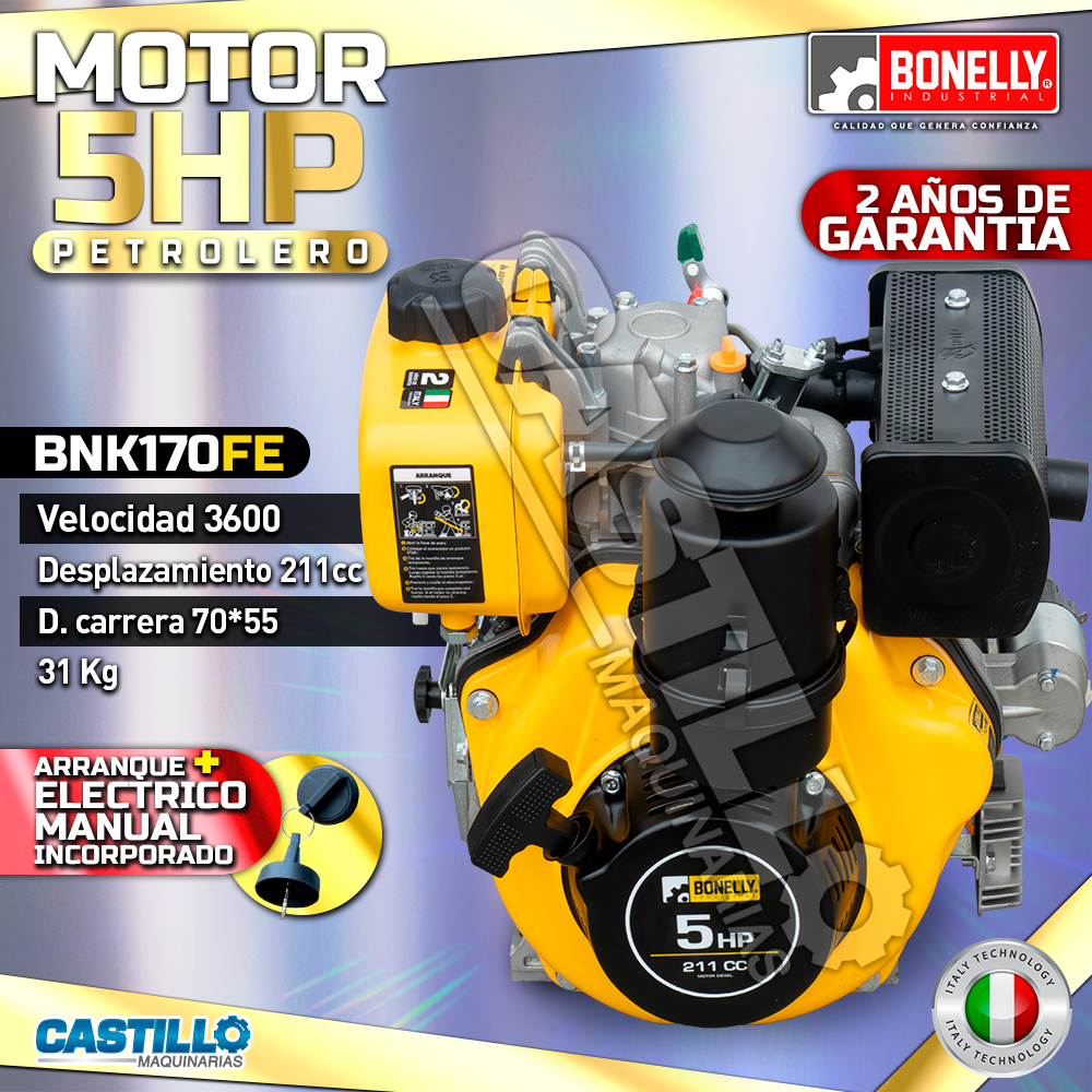 Motor Petrolero 5HP | BNK170FE Arranque Electrico