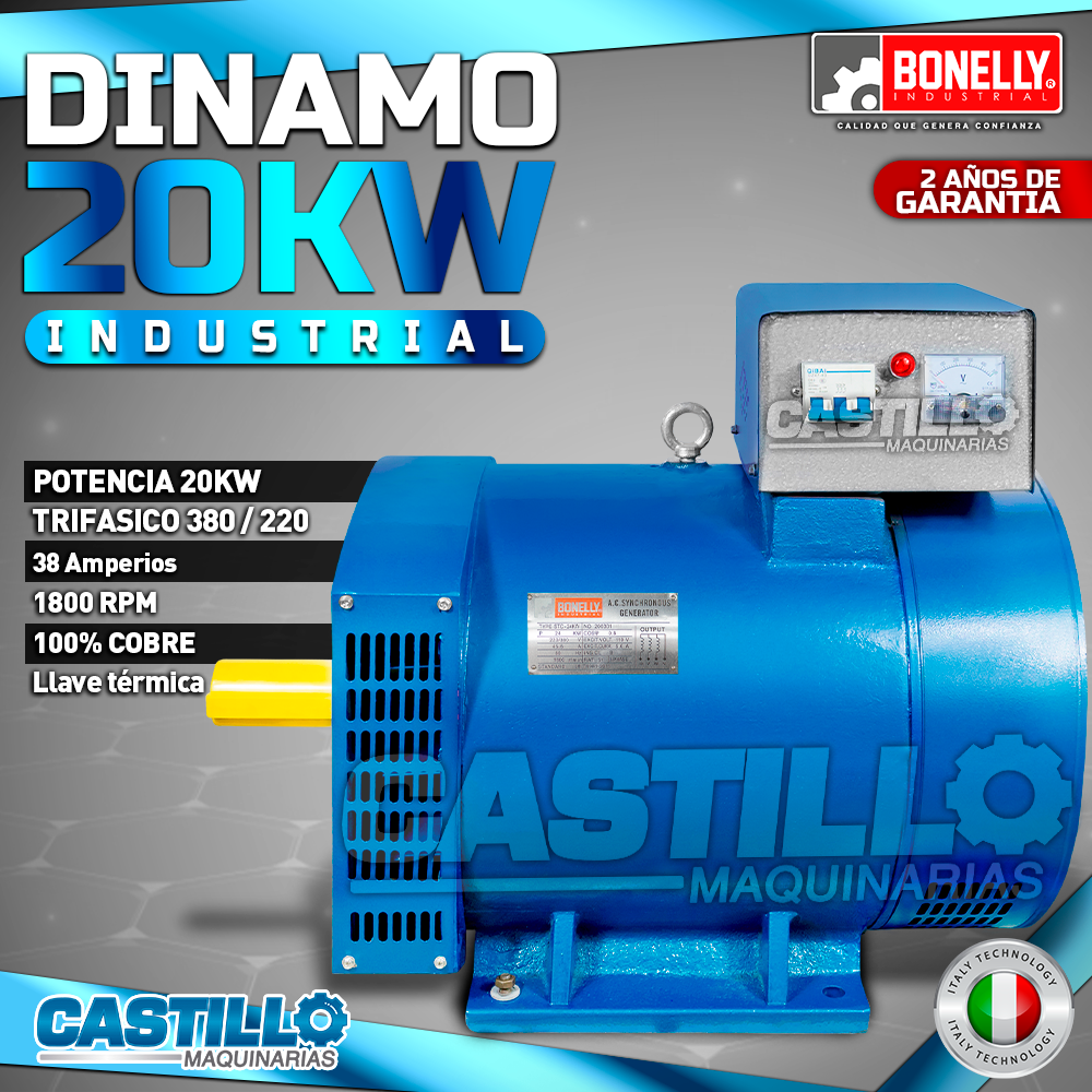 Dinamo Eléctrico Trifásico | Bonelly 20KW