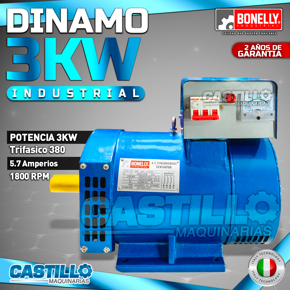 Dinamo Eléctrico Trifásico | Bonelly 3KW