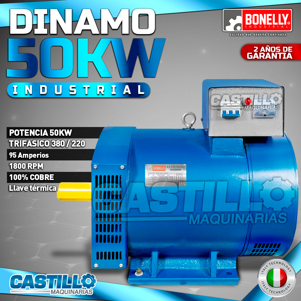 Dinamo Eléctrico Trifásico | Bonelly 50KW