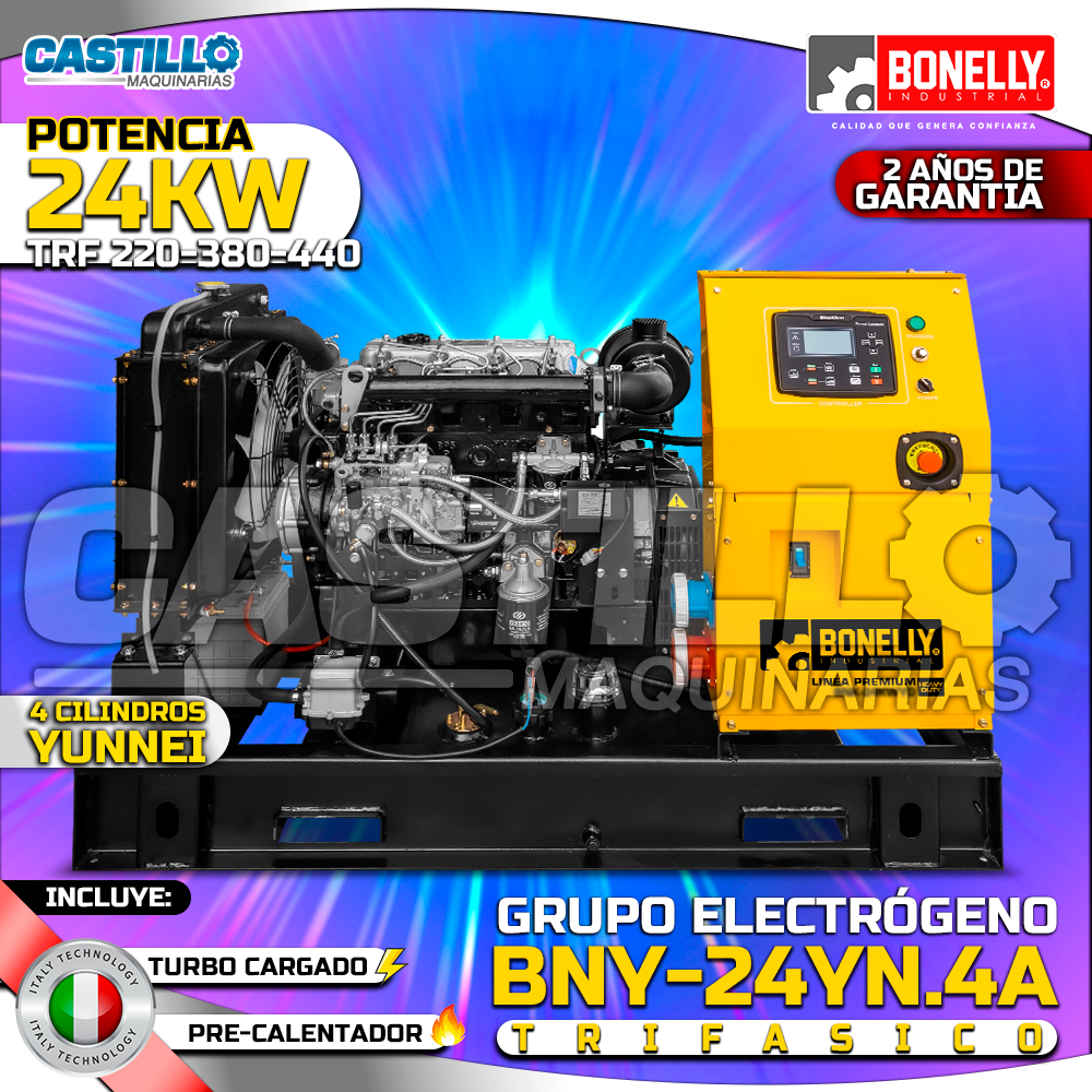 Grupo Electrógeno Abierto BNY-24YN.4A | 24KW Trifásico 220/380/440V