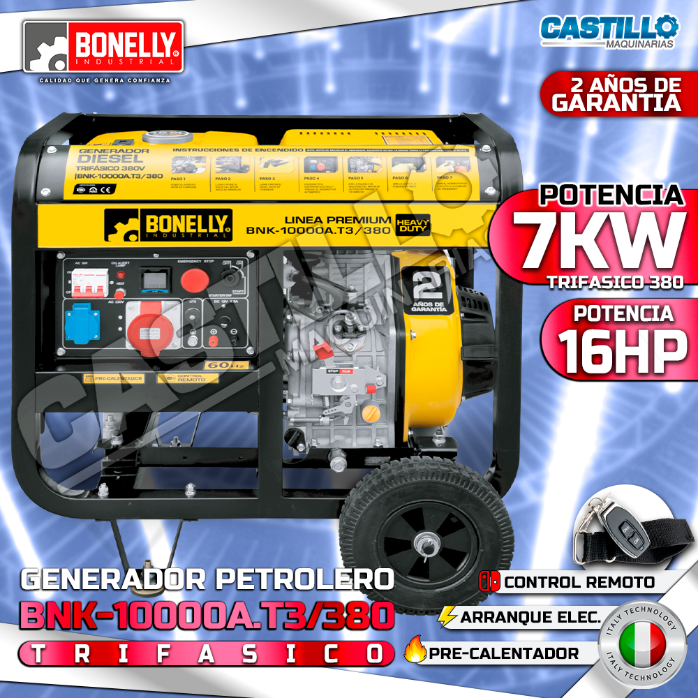 Generador Petrolero BNK-10000A.T3/380 | 7KW Trifásico 380V