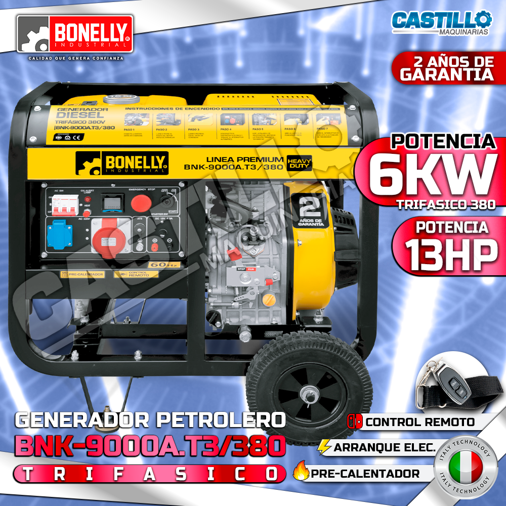 Generador Petrolero BNK-9000A.T3/380 | 6KW Trifásico 380V