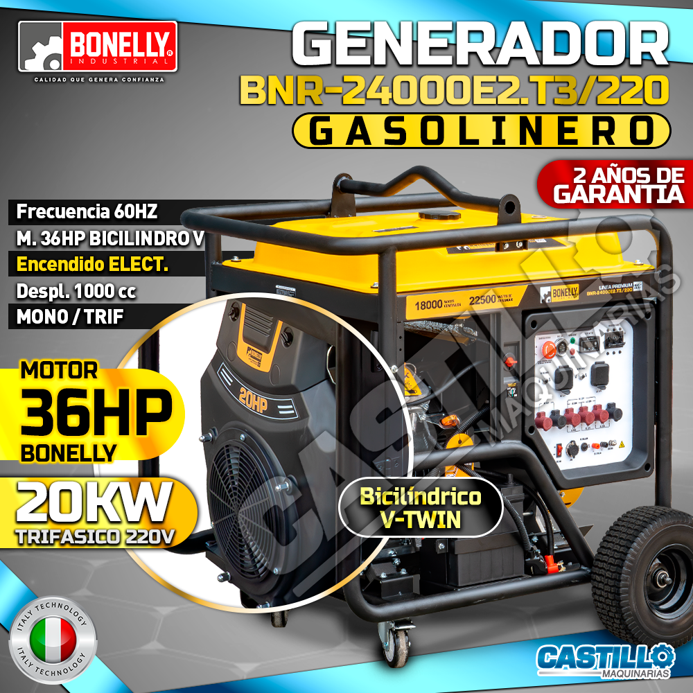 Generador Eléctrico | Gasolinero Bonelly BNR-24000E2.T3/220