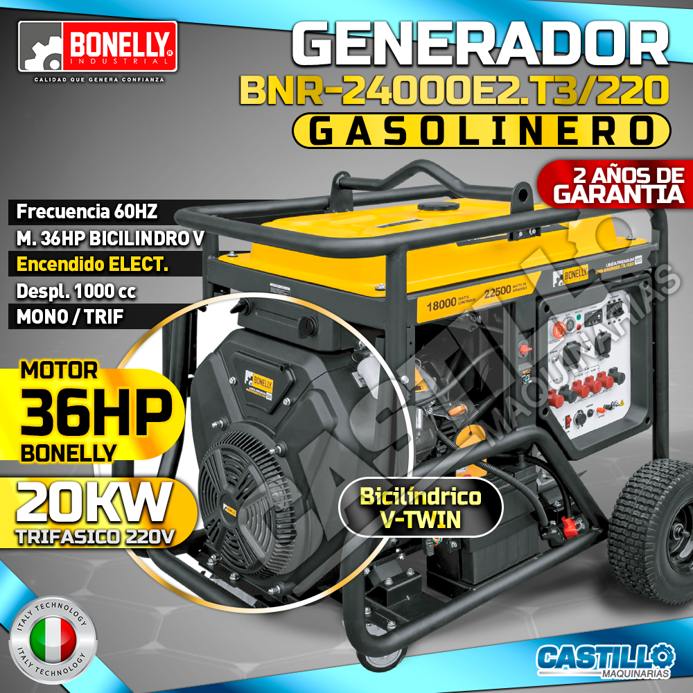 Generador Eléctrico | Gasolinero Bonelly BNR-24000E2.T3/220