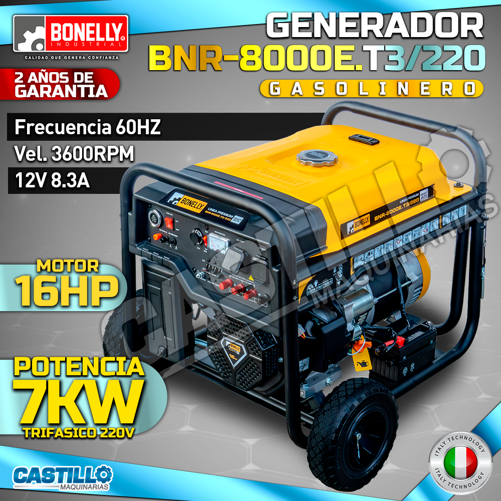 Generador Eléctrico | Gasolinero Bonelly BNR-8000E.T3/220 7Kw