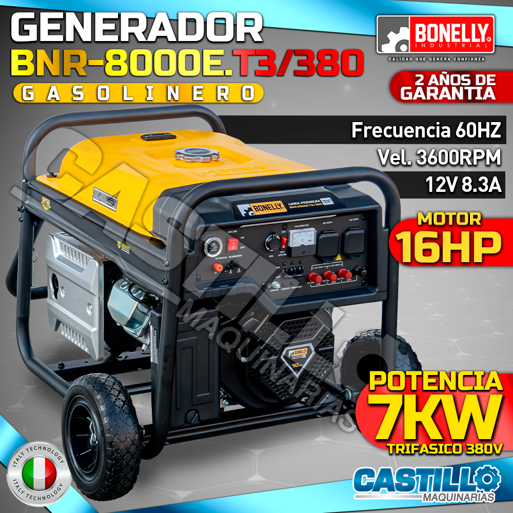 Generador Eléctrico | Gasolinero Bonelly BNR-8000E.T3/380 7Kw
