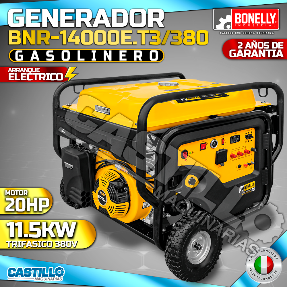 Generador Eléctrico | Gasolinero Bonelly BNR-14000E.T3/380| Línea Premiun