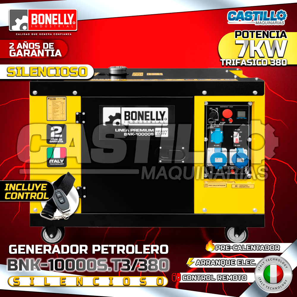 Generador Petrolero BNK10000S-T3-380 | 7KW Trifásico 380V