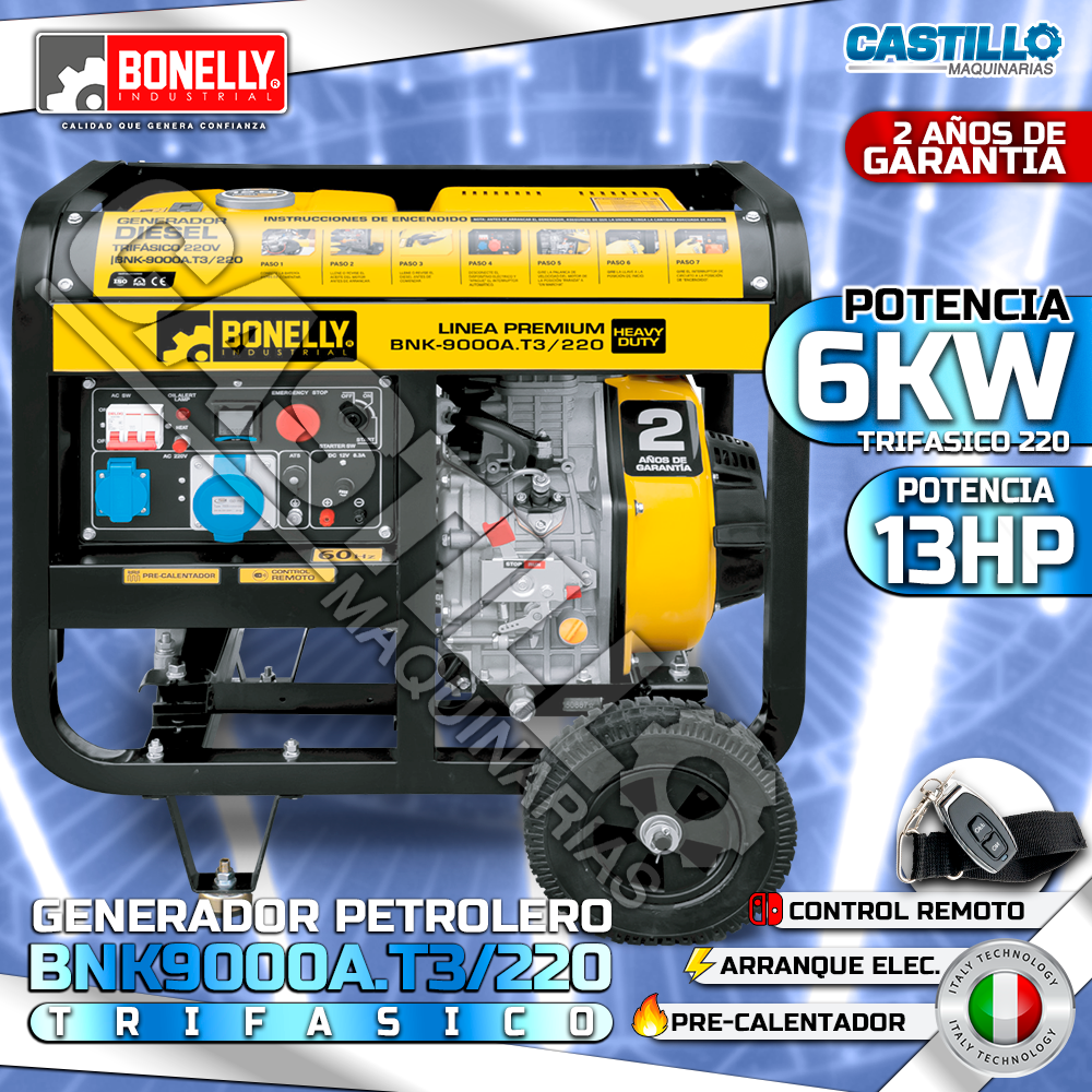 Generador Petrolero BNK-9000A.T3/220 | 6KW Trifásico 220V