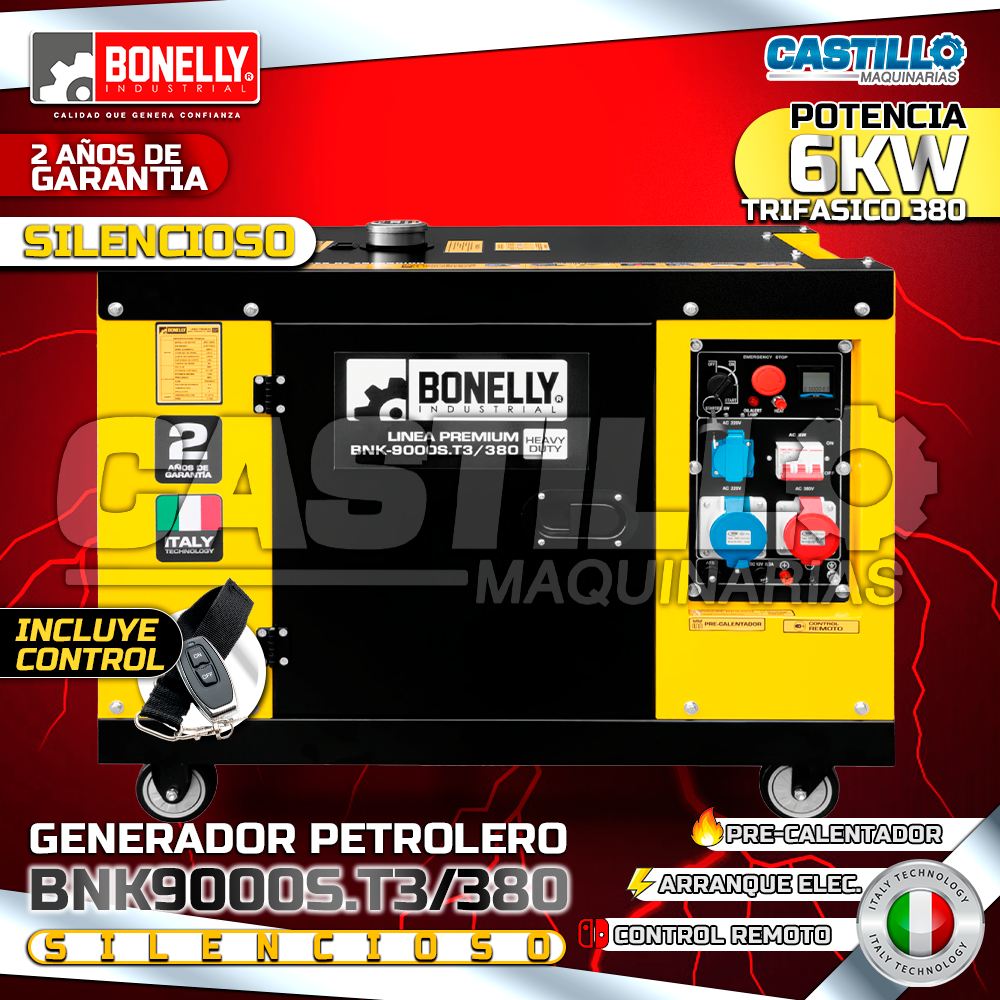 Generador Petrolero BNK9000S.T3-380 | 6KW Trifásico 380V