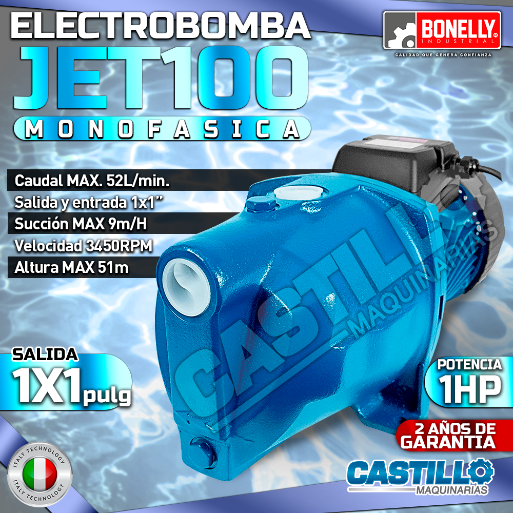 Electrobomba JET| Monofásica Bonelly 1HP 1"x1"