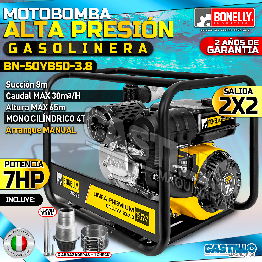 Motobomba 2x2 Alta Presión 7HP | Bonelly Gasolinera