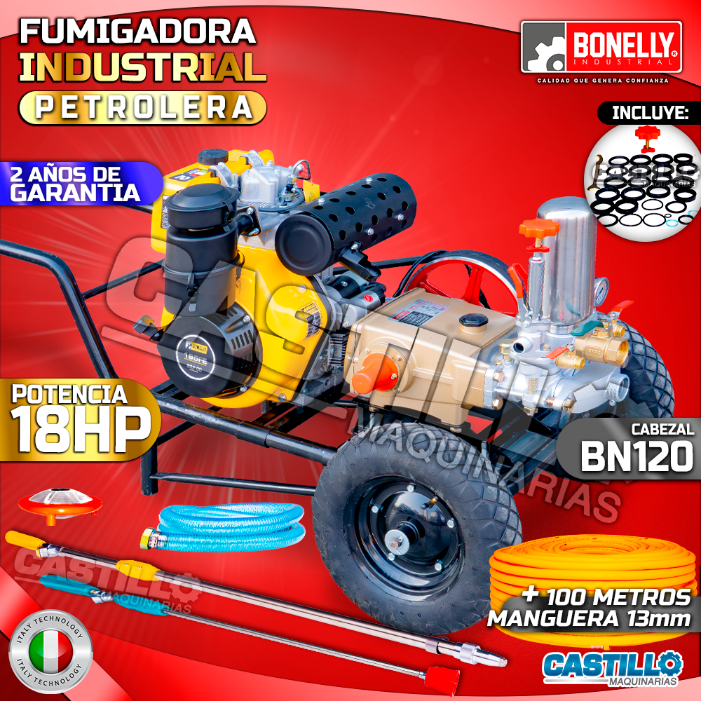 Motofumigadora Petrolera 18HP BN120 | Motor 195FE Diésel