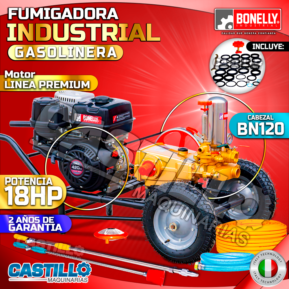 Motofumigadora Gasolinera | Motor 18HP - Cabezal BN120
