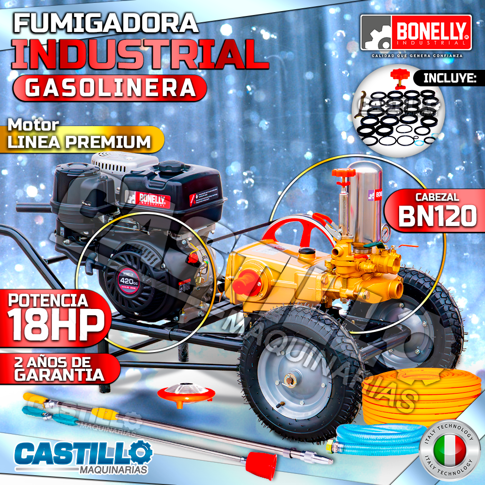 Motofumigadora Gasolinera | Motor 18HP - Cabezal BN120