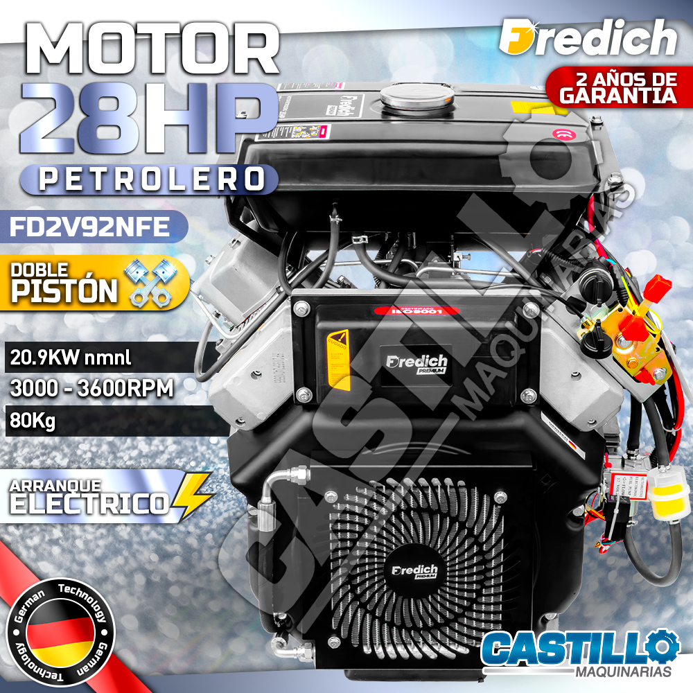 Motor Petrolero 28HP | FREDICH Doble PISTÓN