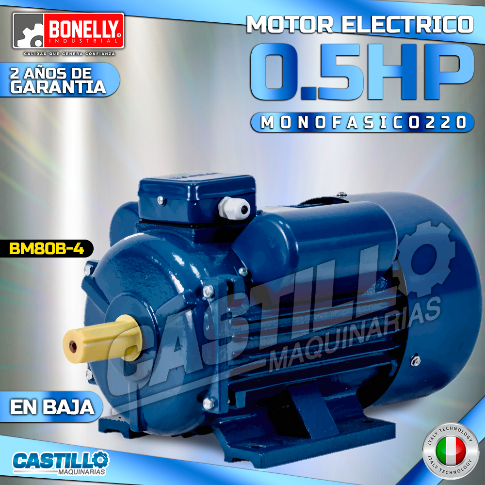 Motor Eléctrico 0.5HP | Monofásico 220 en Baja