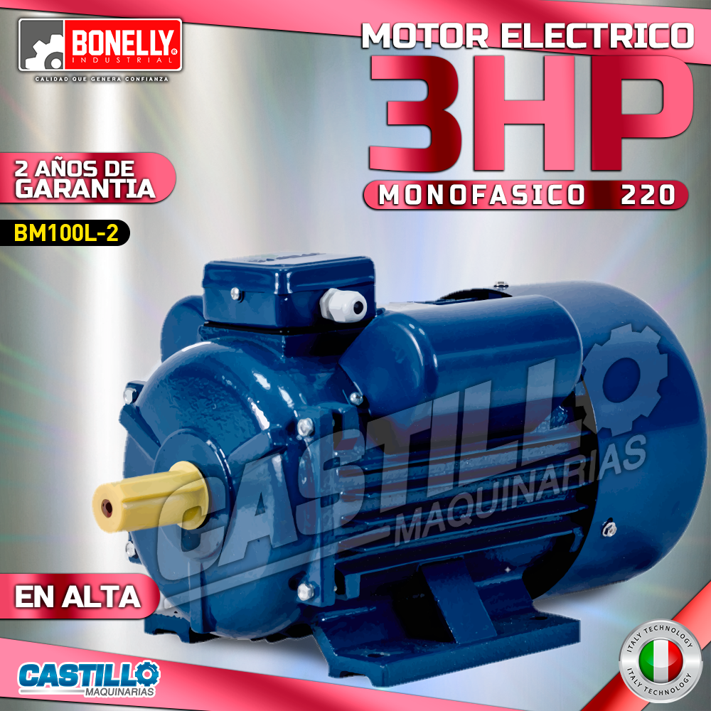 Motor Eléctrico 3HP | Monofásico 220 en Alta