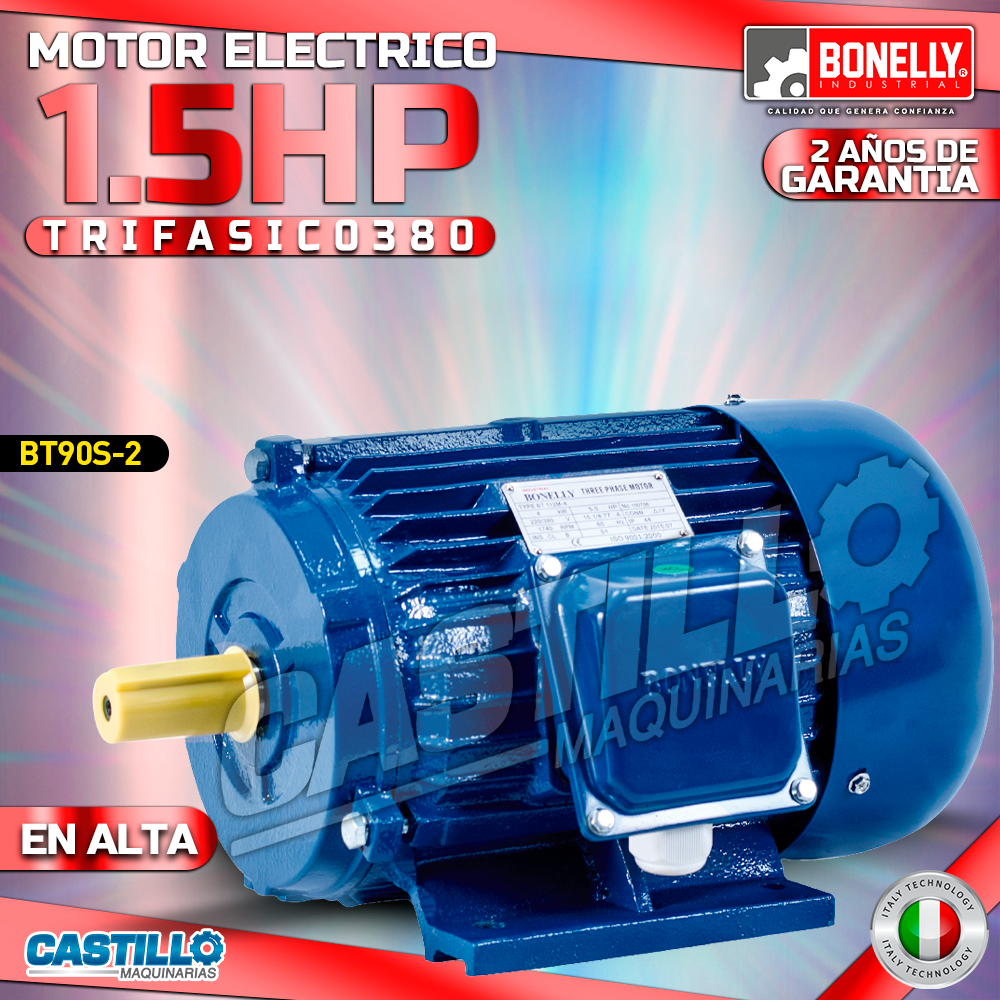 Motor Eléctrico 1.5HP | Trifásico 380 en Alta