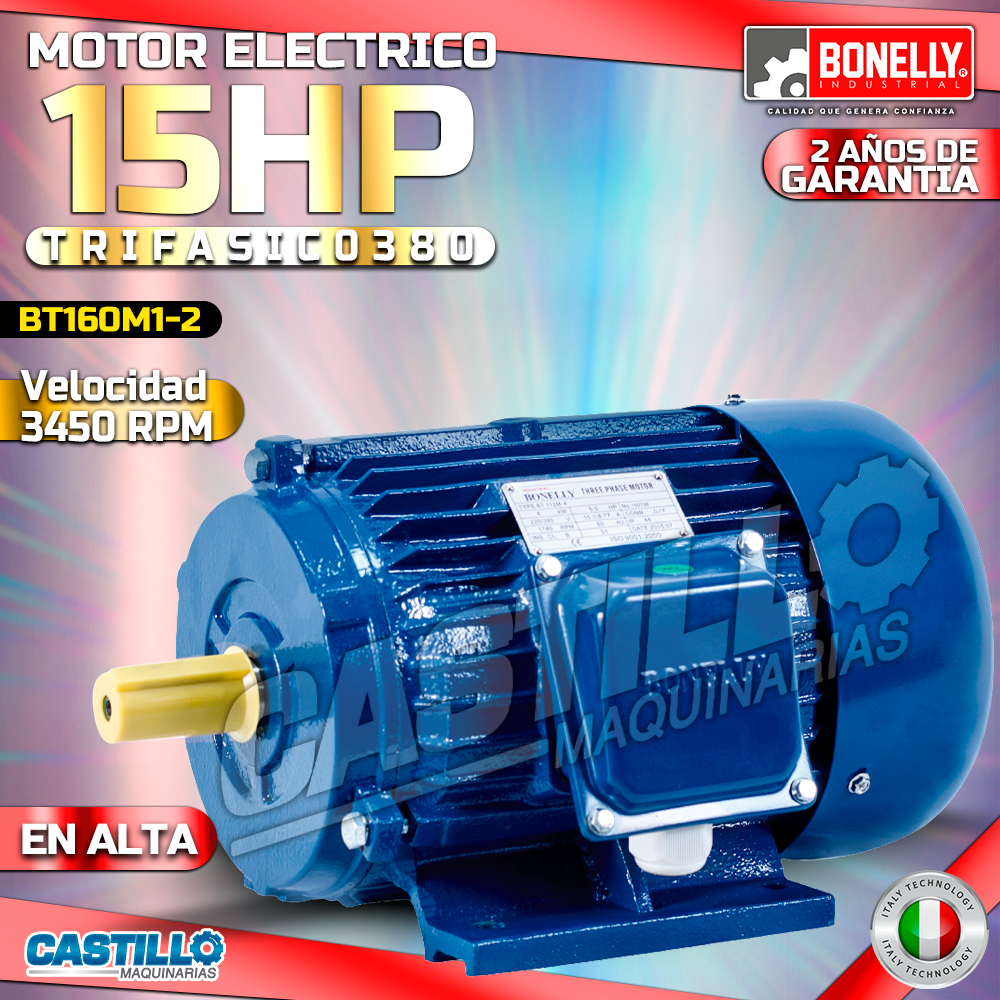 Motor Eléctrico 15HP | Trifásico 380 en Alta