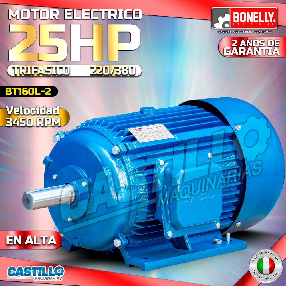 Motor Eléctrico 25HP | Trifásico 380 en Alta
