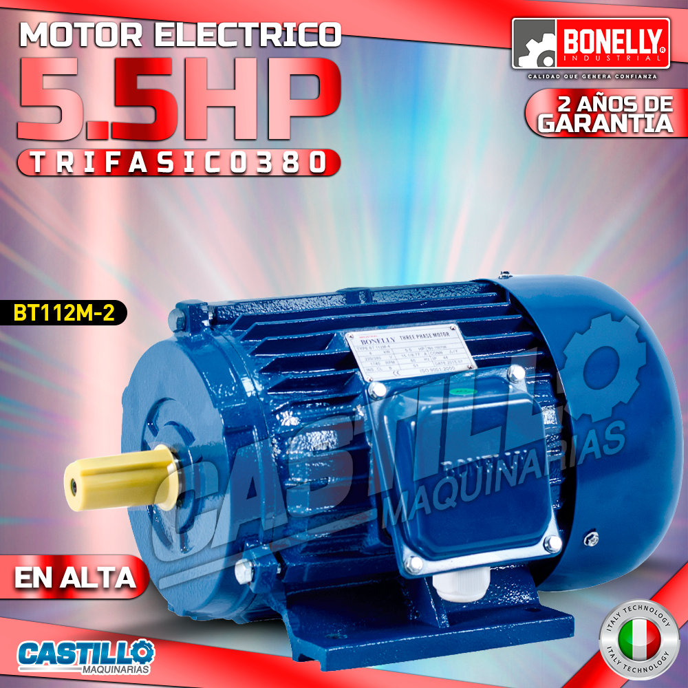 Motor Eléctrico 5.5HP | Trifásico 380 en Alta