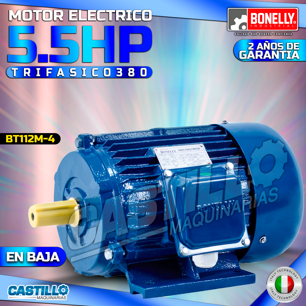 Motor Eléctrico 5.5HP | Trifásico 380 en Baja