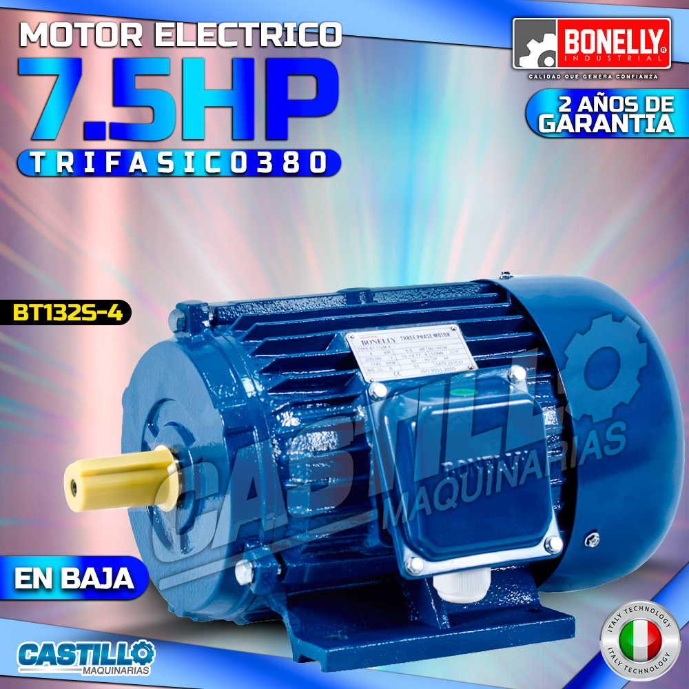Motor Eléctrico 7.5HP | Trifásico 380 en Baja