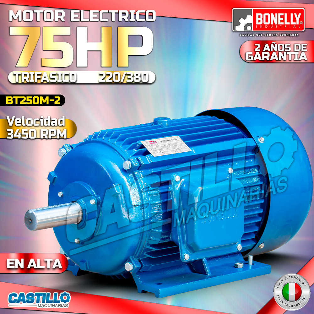 Motor Eléctrico 75HP | Trifásico 380 en Alta