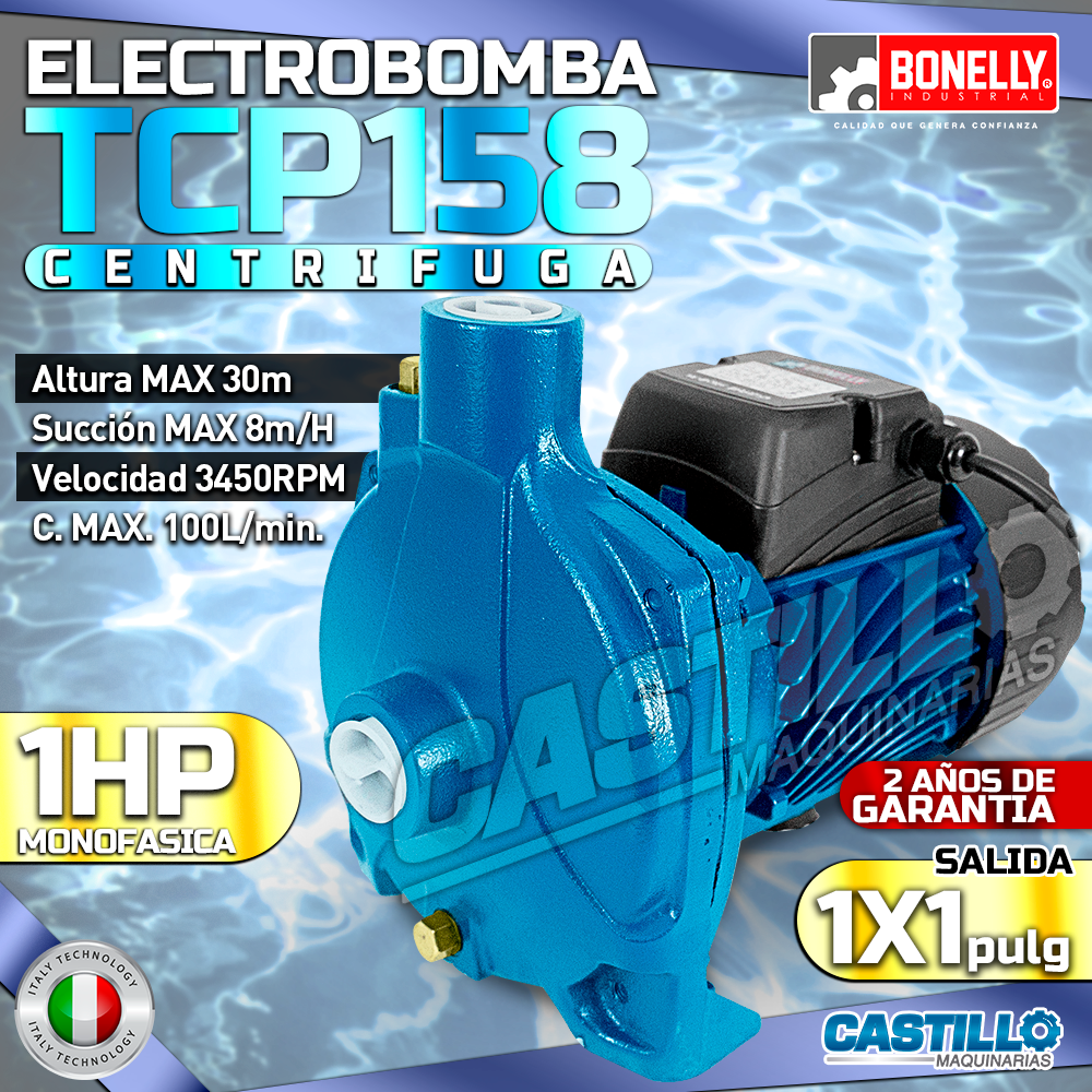 Electrobomba centrífuga | Monofásica Bonelly 1HP 1"x1"