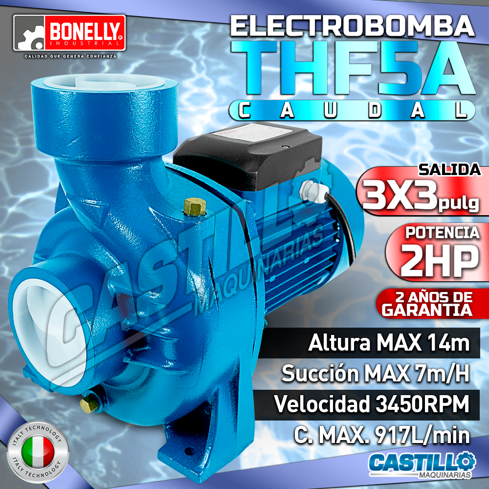 Electrobomba CAUDAL | Monofásica Bonelly 2HP 3"x3"
