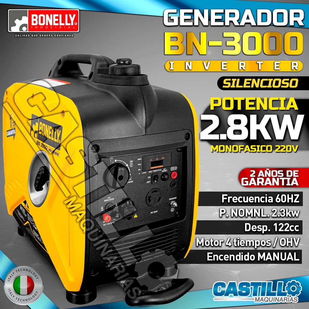 Generador INVERTE | Gasolinero Bonelly BN-3000 SILENCIOSO