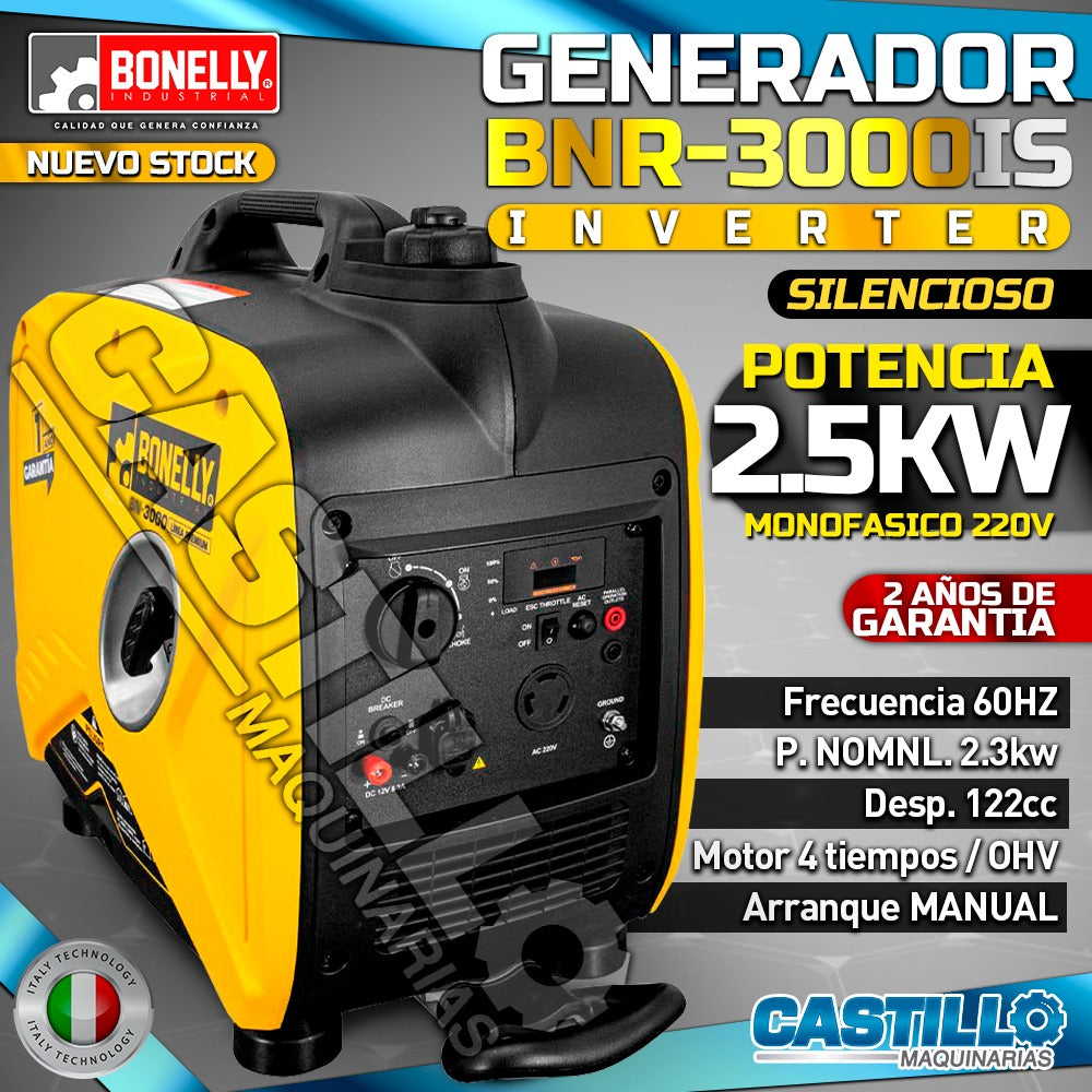 Generador INVERTER | Gasolinero BonellY BNR-3000IS SILENCIOSO | Línea Premium
