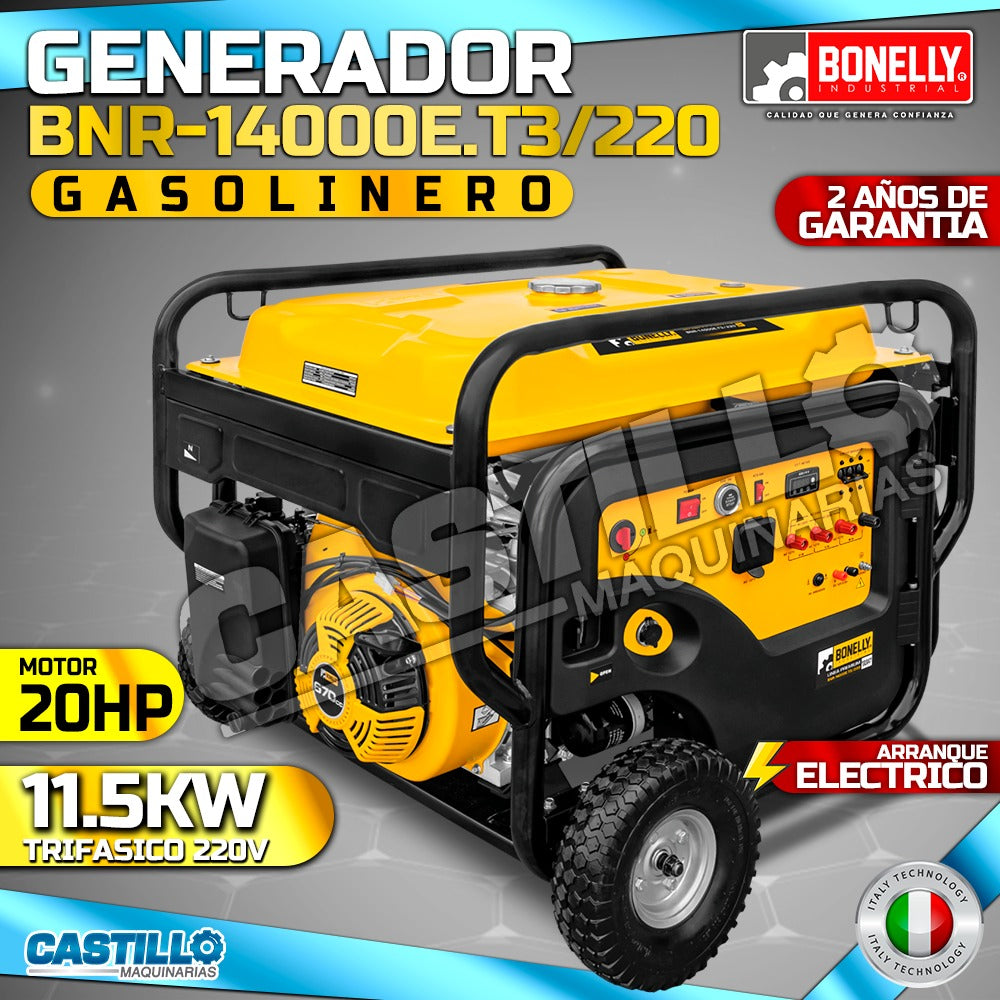 Generador Eléctrico | Gasolinero Bonelly BNR-14000E.T3/220| Línea Premiun