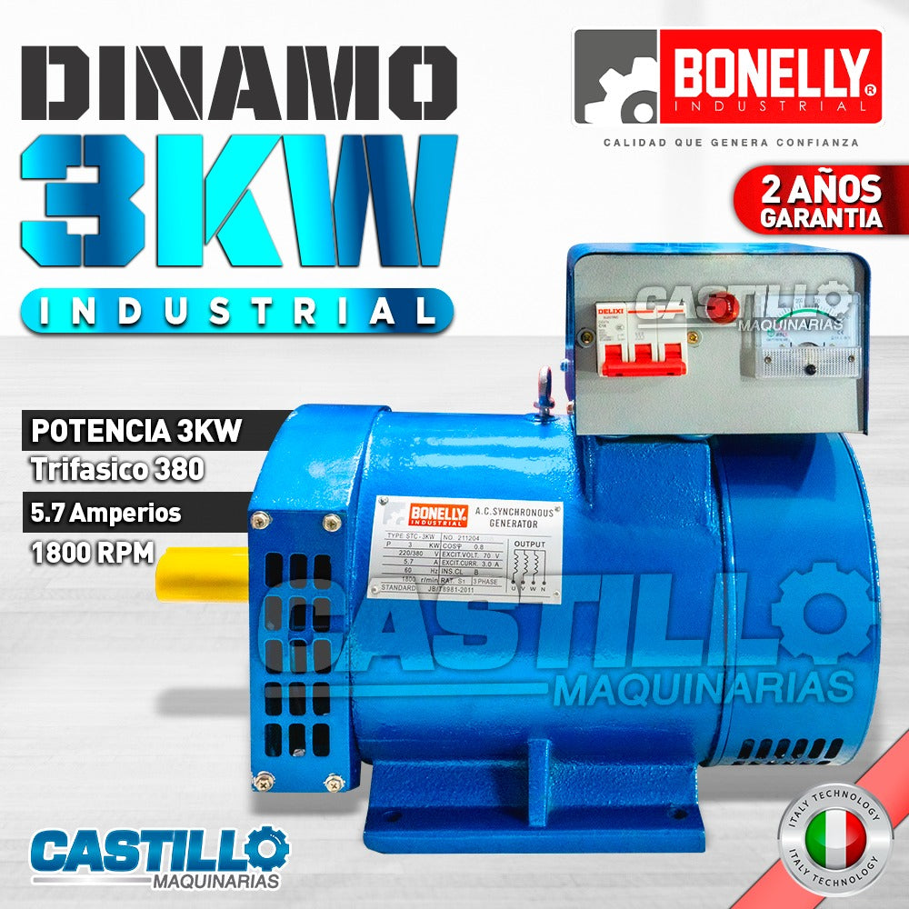Dinamo Eléctrico Trifásico | Bonelly 3KW