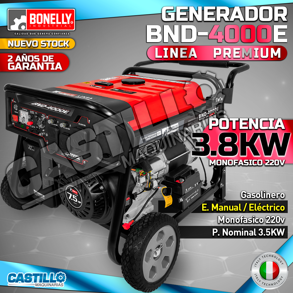 Generador Eléctrico | Gasolinero Bonelly BND-4000E 3.8Kw