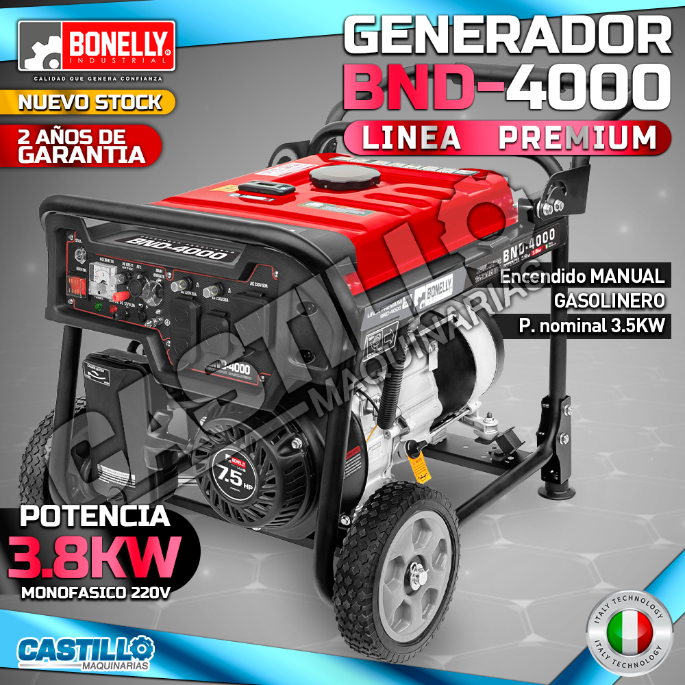 Generador Eléctrico | Gasolinero Bonelly BND-4000 3.8Kw