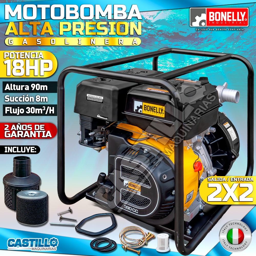 Motobomba Alta Presión Gasolinera 2x2 | Bonelly 18HP