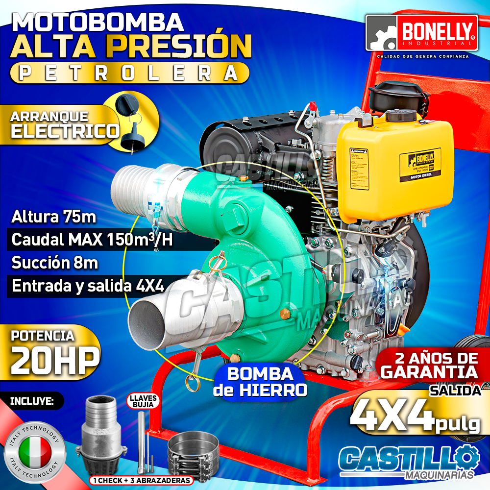 Motobomba Alta Presión Petrolera 4x4 | Bonelly 20HP