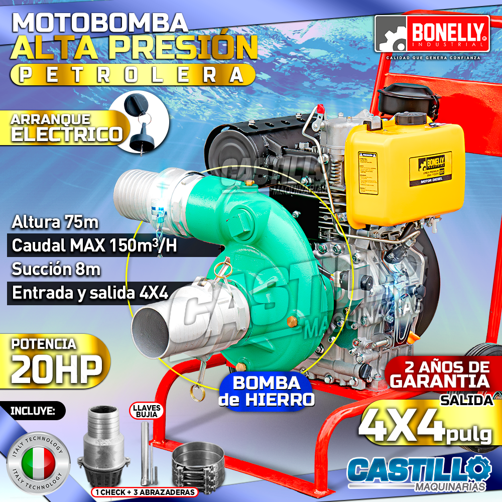 Motobomba Alta Presión Petrolera 4x4 | Bonelly 20HP