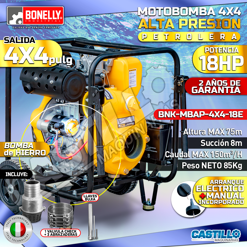 Motobomba Alta Presión Petrolera 4x4 | Bonelly 18HP
