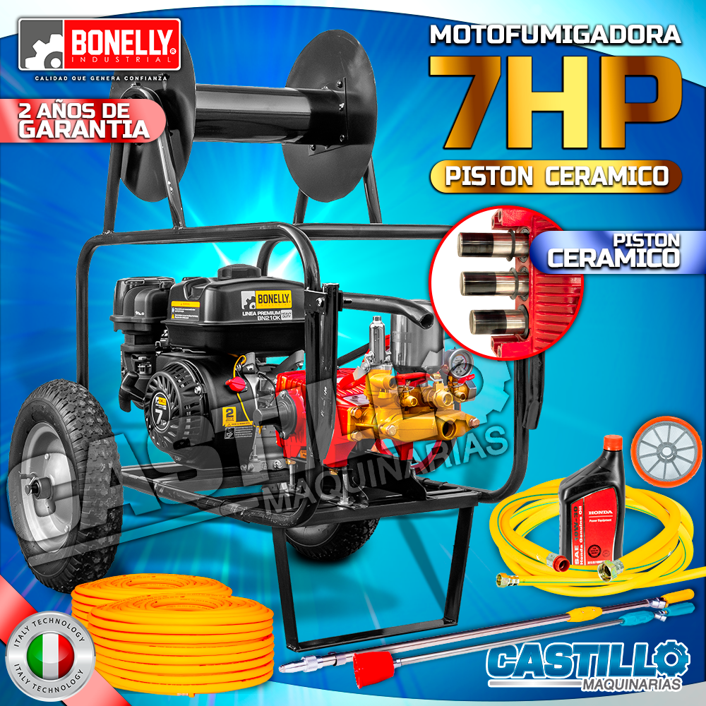 Motofumigadora Gasolinera 7HP | Cabezal BN30 Pistón CERAMICO