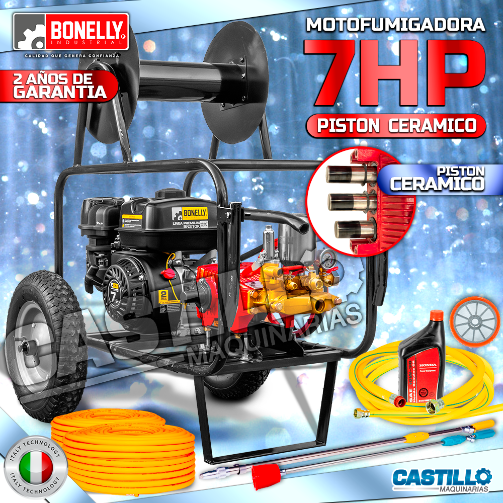 Motofumigadora Gasolinera 7HP | Cabezal BN30 Pistón CERAMICO