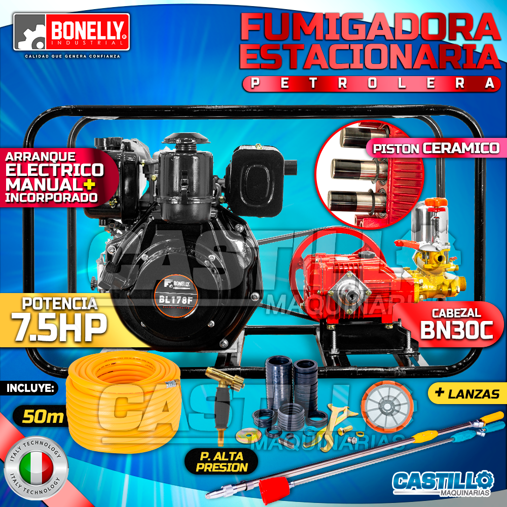 Motofumigadora Petrolera 7.5HP | Arranque Eléctrico Incorporado